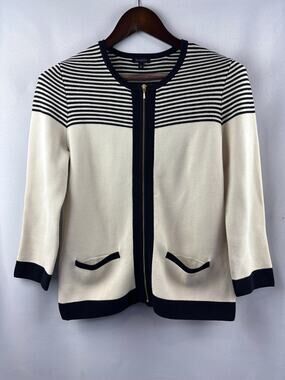 Women’s Talbots Small Cream Cardigan w/ Black Accents